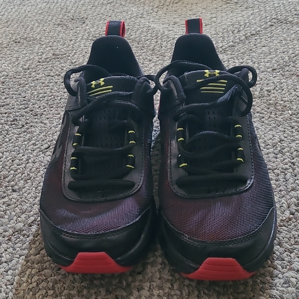 Under Armour Youth Black and Red Athletic Shoes